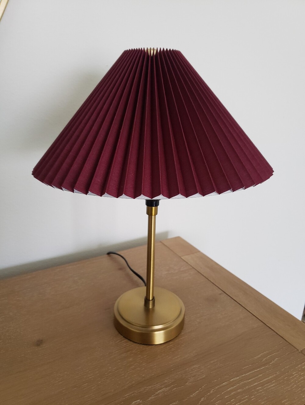 Set Of Two Pleated Burgundy Lamp Shades